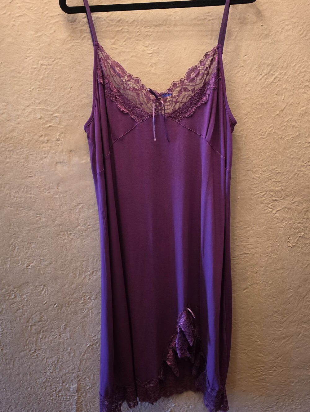 NWT Angel's Secret Purple Lace Trim Midi Nightgown Slip Dress Lingerie Plus Size